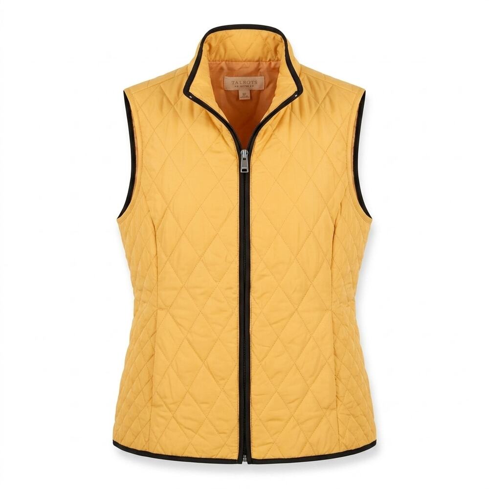 Talbots Yellow Collared Full Zip Lined Vest Women Petite Size SP